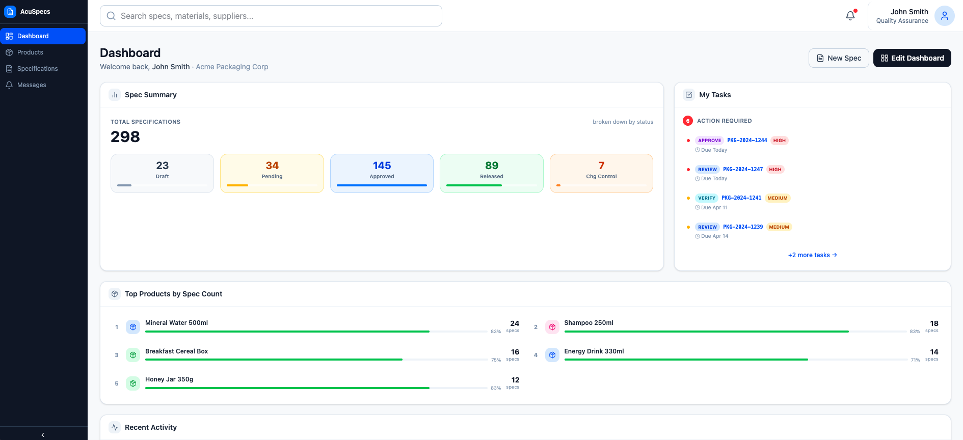 AcuSpecs product preview